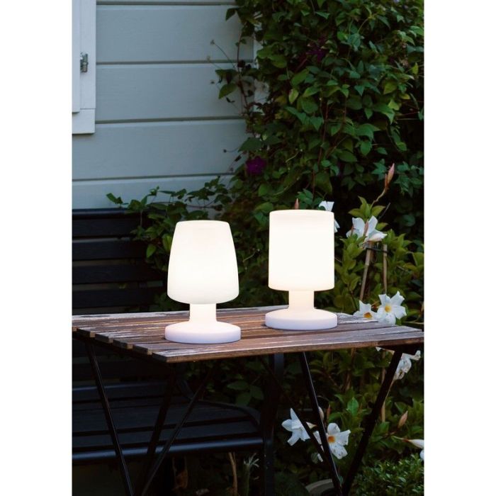 Witte buiten tafellamp kunststof, Wiesje, 1,5W, 3000K LED, IP44, met schakelaar