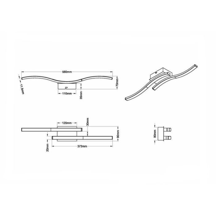 Nikkelen plafonnière design, Go, 5W, 3000K LED