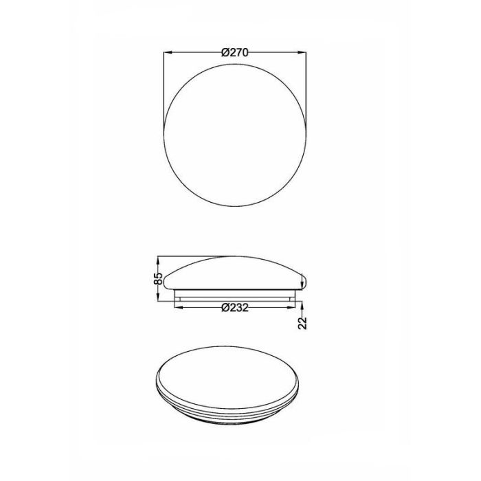 Witte plafonnière kunststof, Vanysia, 12W, 3000K LED, IP44
