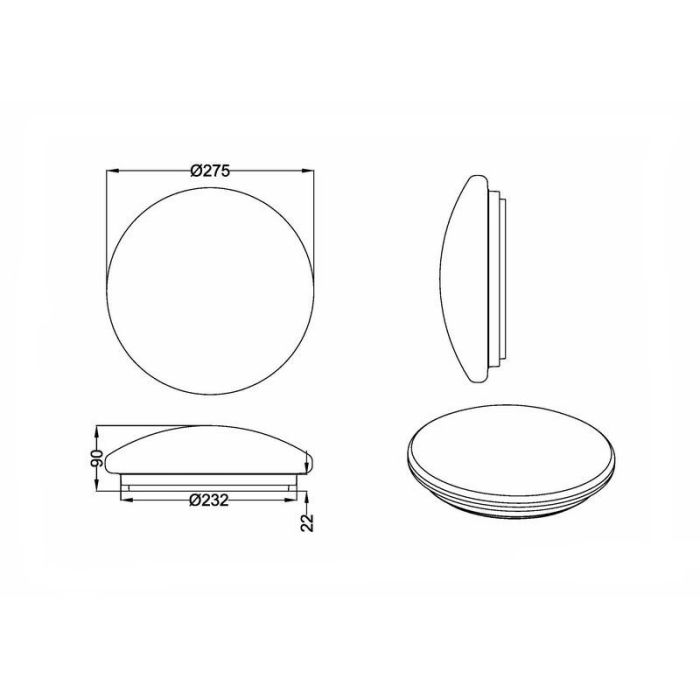 Witte plafonnière modern, Gimming, 12W, 4000K LED, IP44