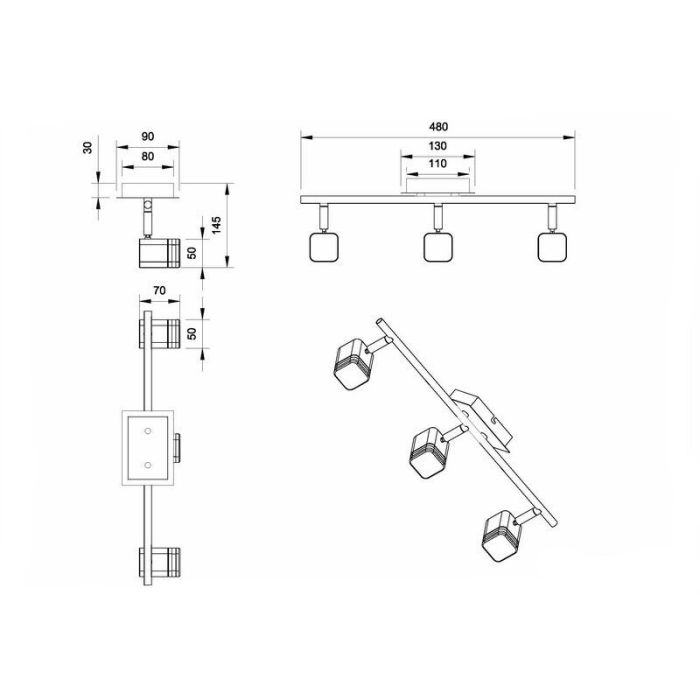 Nikkelen plafondspot modern, Kolind, 4W, 3000K LED