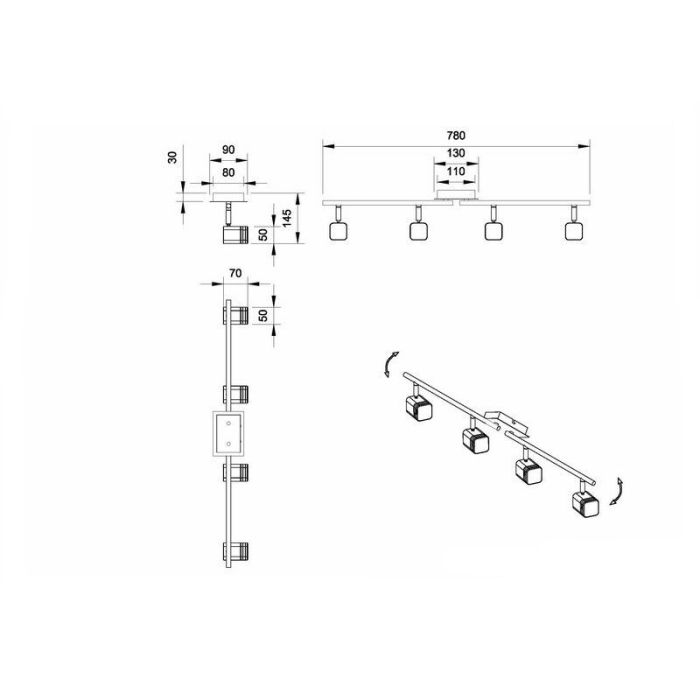 Nikkelen plafondspot modern, Kolind, 4W, 3000K LED