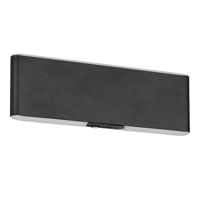 Zwarte up down wandlamp modern, Zwier, 2W, warm tot koud wit verstelbare LED, met schakelaar
