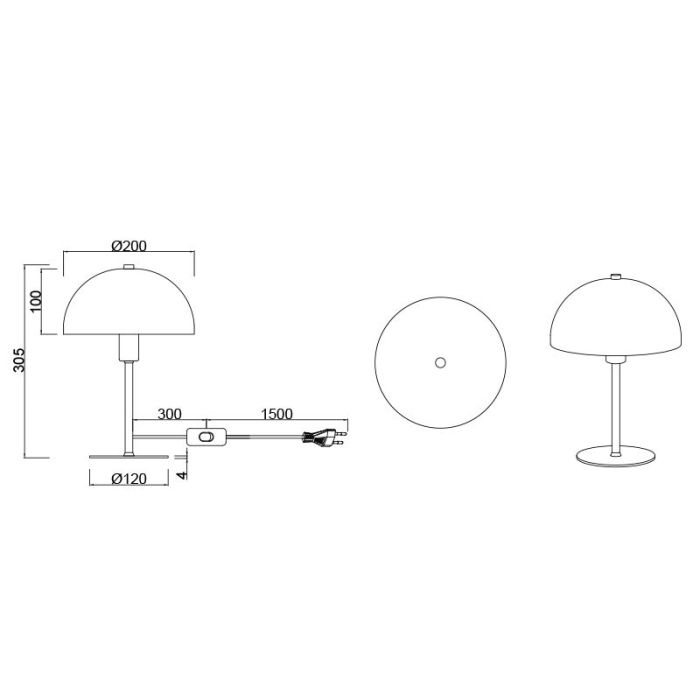 Witte tafellamp modern, Fransisca, met schakelaar
