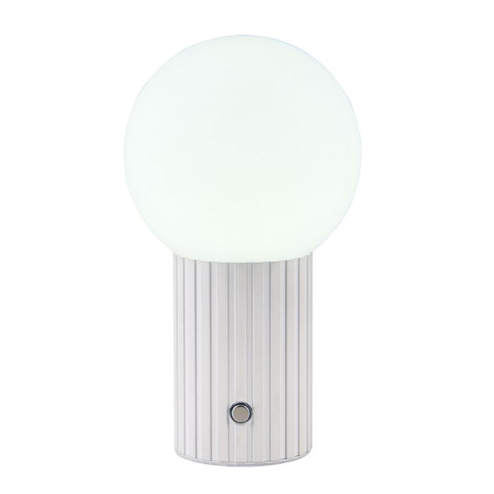 Witte oplaadbare tafellamp modern, Tugce, 2W, white switch LED, met schakelaar
