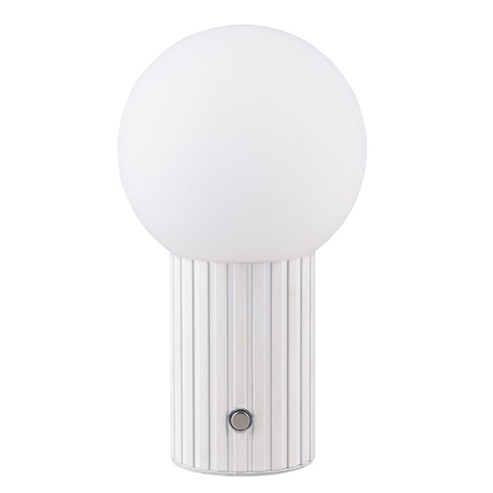 Witte oplaadbare tafellamp modern, Tugce, 2W, white switch LED, met schakelaar