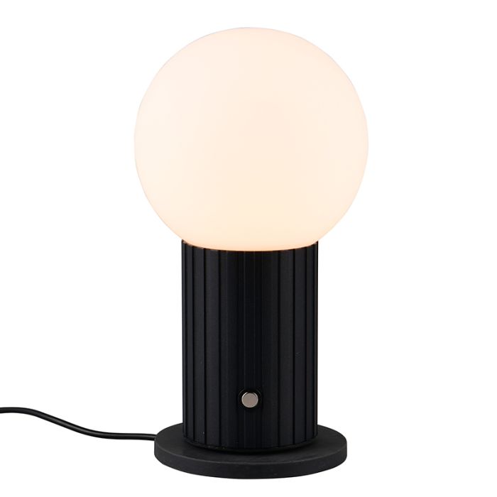 Zwarte oplaadbare tafellamp modern, Tugce, 2W, white switch LED, met schakelaar