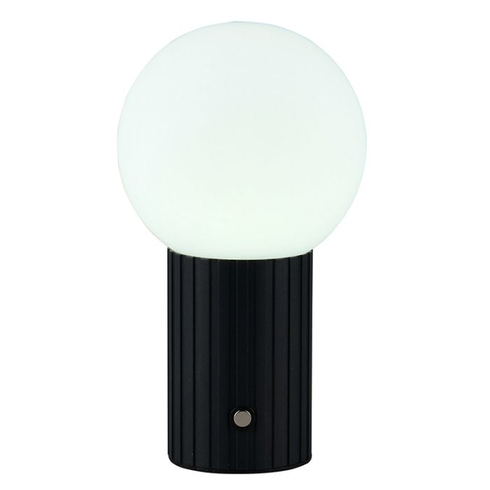 Zwarte oplaadbare tafellamp modern, Tugce, 2W, white switch LED, met schakelaar