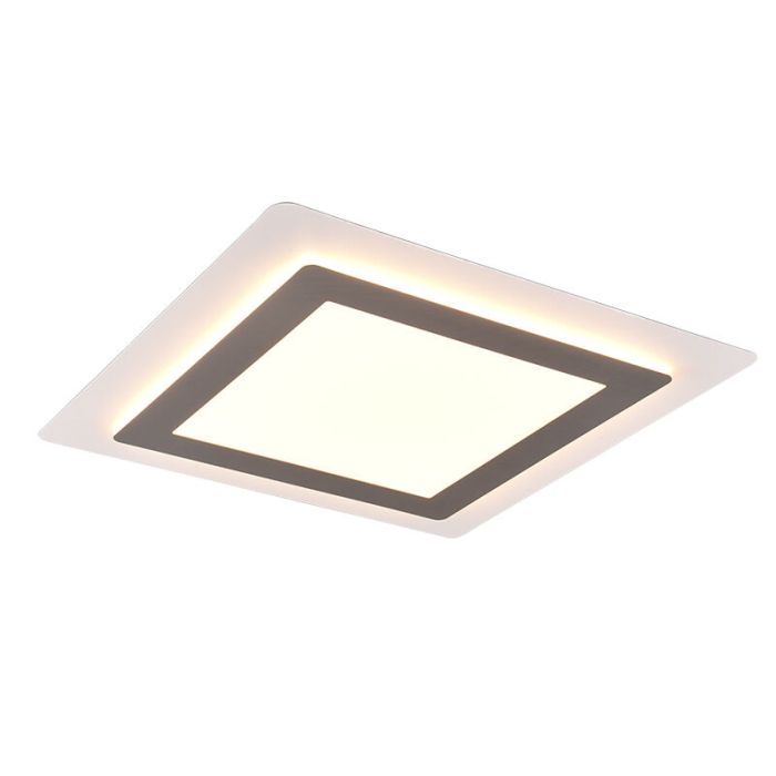 Nikkelen plafonnière modern, Frans, 46W, warm tot koud wit verstelbare LED, met afstandsbediening