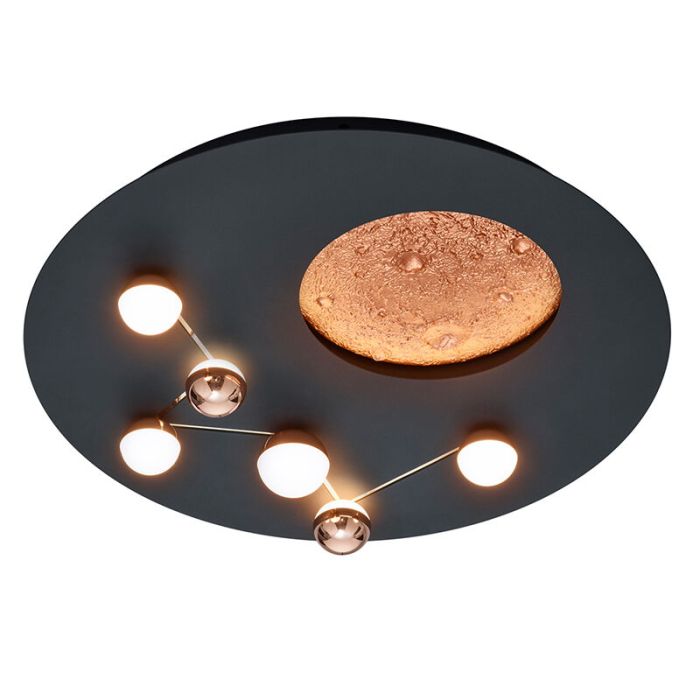 Zwarte plafonnière modern, Gilberto, 42W, warm tot koud wit verstelbare LED, 3-staps dimbaar