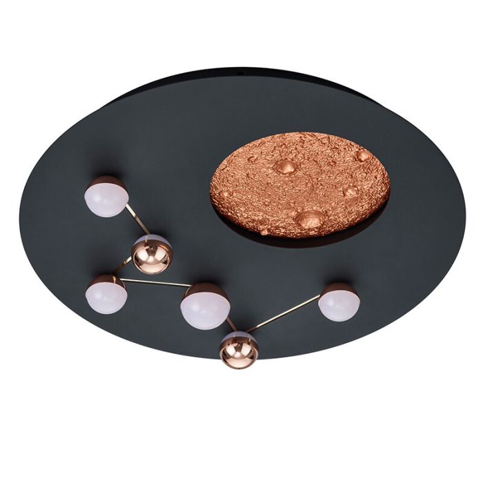 Zwarte plafonnière modern, Gilberto, 42W, warm tot koud wit verstelbare LED, 3-staps dimbaar