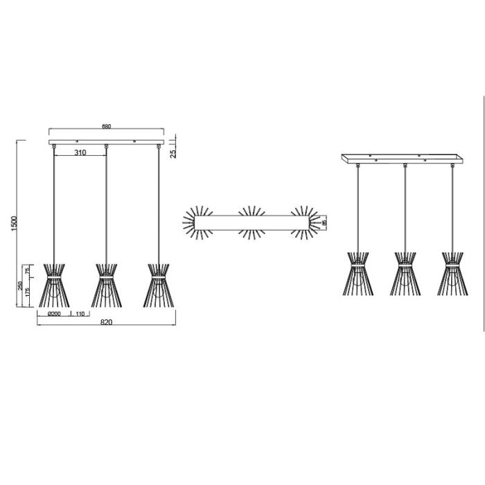 Zwarte hanglamp industrieel, Fransiscus