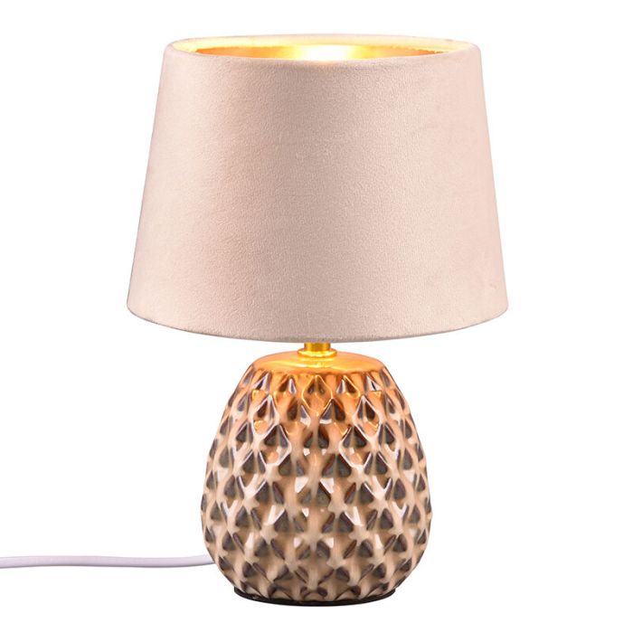 Keramische tafellamp beige, Anderson, met schakelaar