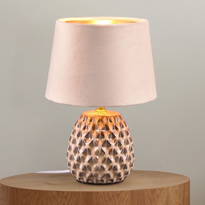 Keramische tafellamp beige, Anderson, met schakelaar