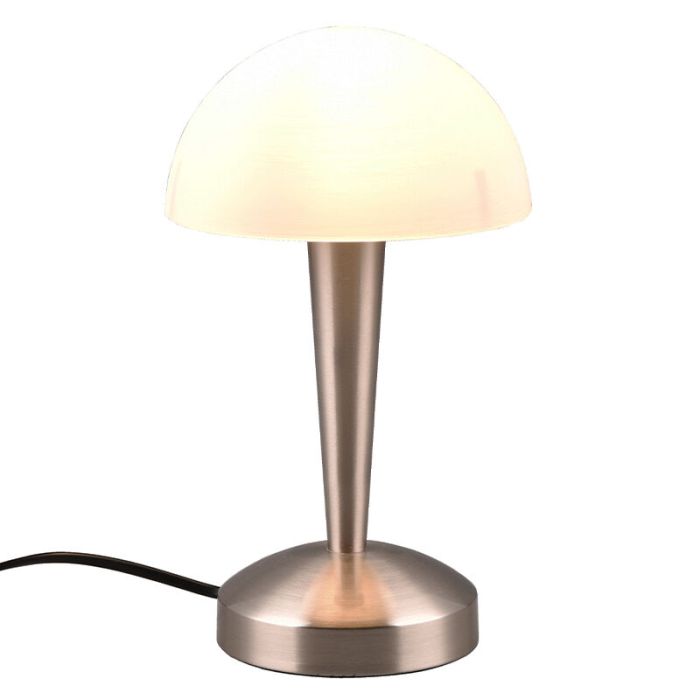 Nikkelen tafellamp modern, Delila, met touchdimmer