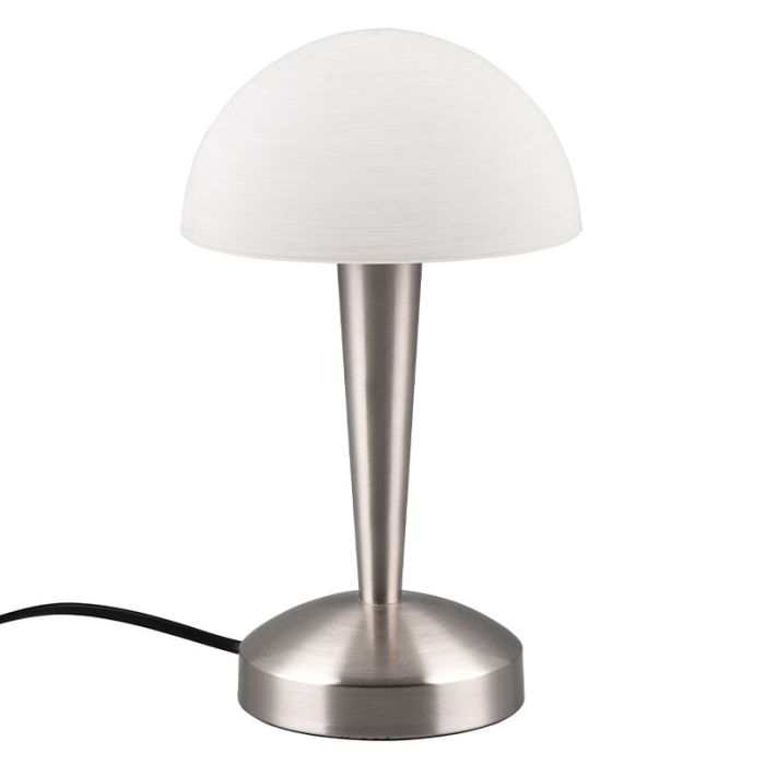 Nikkelen tafellamp modern, Delila, met touchdimmer