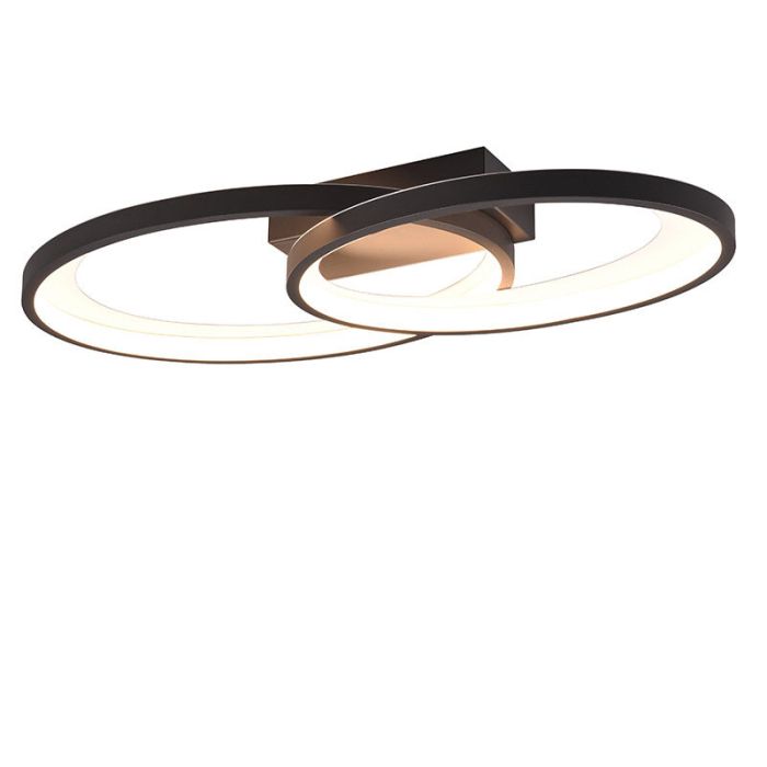 Zwarte plafonnière modern, Ersan, 25W, 3000K LED