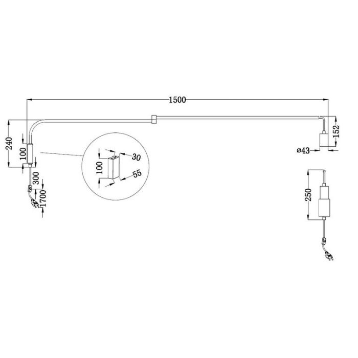 Moderne wandlamp Filippus, zwart