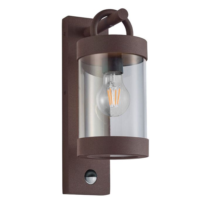 Moderne buitenlamp met bewegingssensor Sambesi, roestkleurig, aluminium, IP44