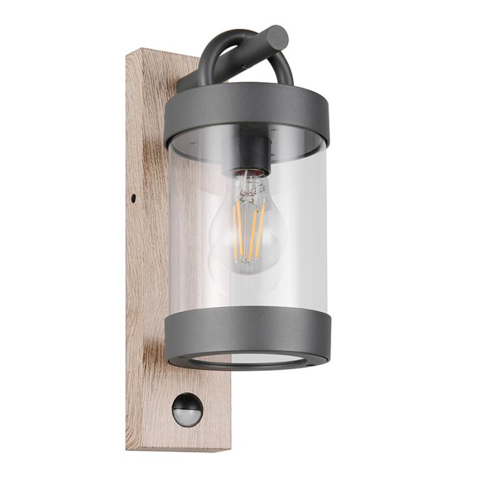 Grijze buiten wandlamp met bewegingssensor modern, Sambesi, IP44