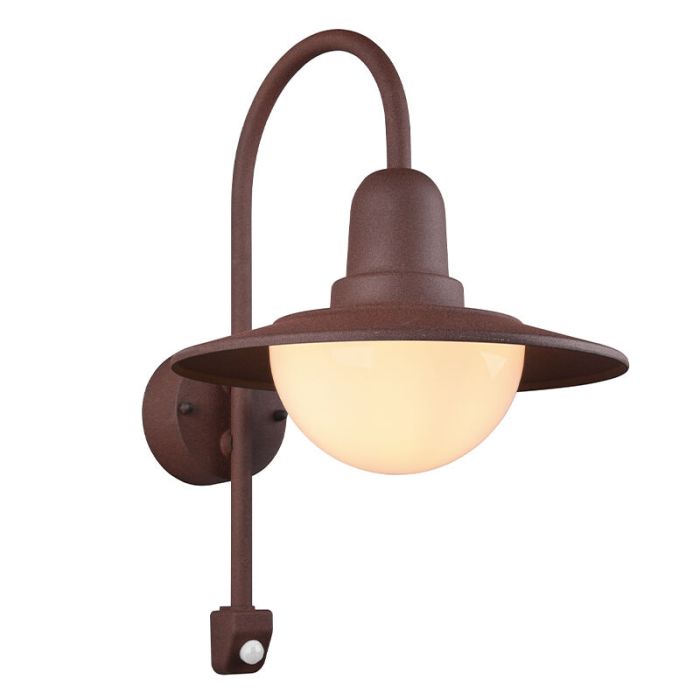 Moderne buiten wandlamp Semmy, Roestkleurig, met bewegingssensor