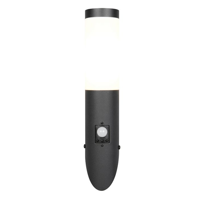 Zwarte buiten wandlamp met bewegingssensor modern, Rieuwert, IP44
