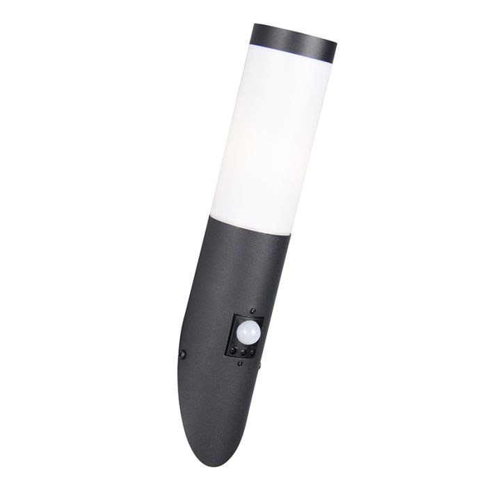 Zwarte buiten wandlamp met bewegingssensor modern, Rieuwert, IP44