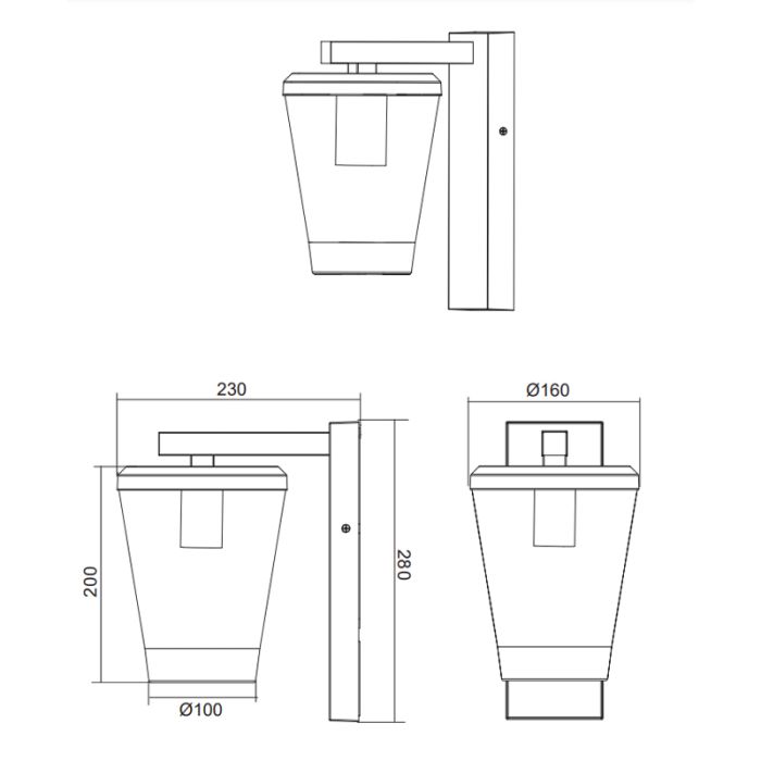Moderne buitenlamp Kerstin, antraciet, aluminium, IP44