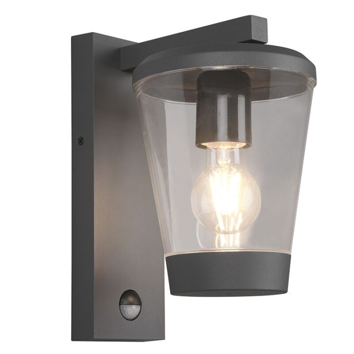 Moderne buitenlamp met bewegingssensor Kerstin, antraciet, aluminium, IP44
