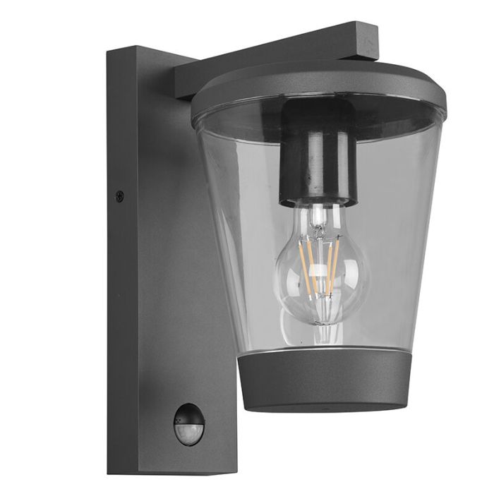 Moderne buitenlamp met bewegingssensor Kerstin, antraciet, aluminium, IP44