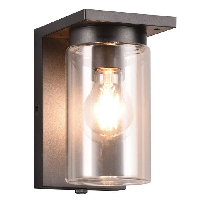 Zwarte buiten wandlamp met schemersensor modern, Yves, IP44