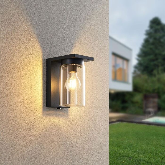 Zwarte buiten wandlamp met schemersensor modern, Yves, IP44