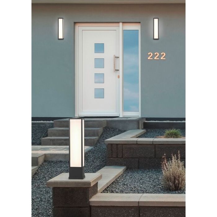 Moderne buiten wandlamp Tessy, antraciet, met warm wit LED licht