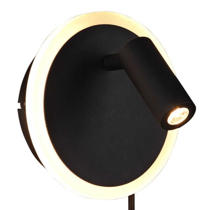 Zwarte wandlamp Sirias, metaal, modern, 5 watt