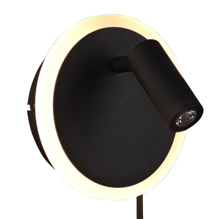Zwarte wandlamp Sirias, metaal, modern, 5 watt