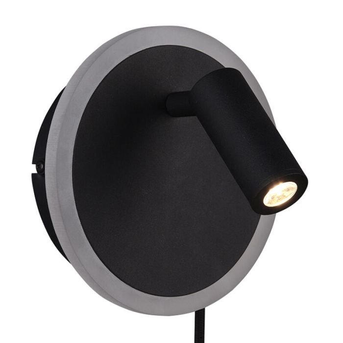 Zwarte wandlamp Sirias, metaal, modern, 5 watt