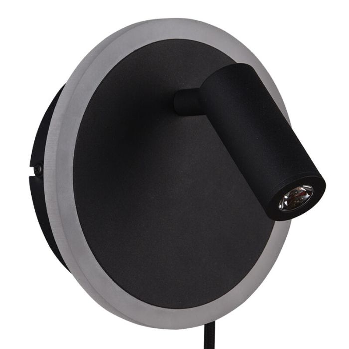 Zwarte wandlamp Sirias, metaal, modern, 5 watt