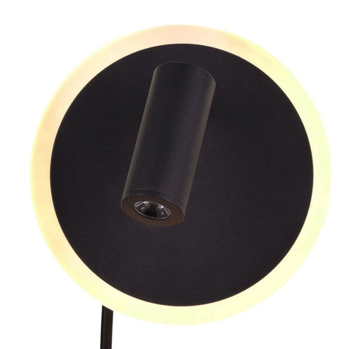 Zwarte wandlamp Sirias, metaal, modern, 5 watt