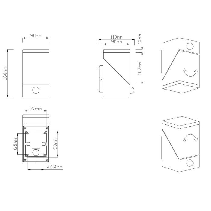 Antraciete buitenlamp met bewegingssensor Liron, aluminium, modern, 7w, 3000K LED