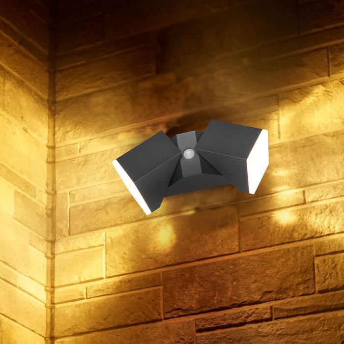 Antraciete buitenlamp met bewegingssensor Liron, aluminium, modern, 7w, 3000K LED