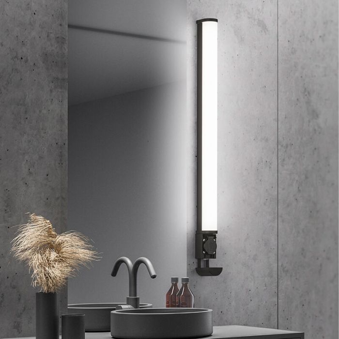 Moderne wandlamp Bernou, zwart, kunststof, geïntegreerde LED