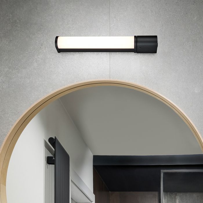 Moderne wandlamp Bernou, zwart, kunststof, geïntegreerde LED