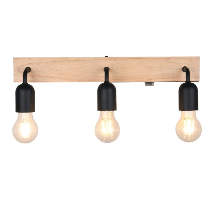 Zwarte badkamer wandlamp landelijk, Ahsen, IP44, met schakelaar