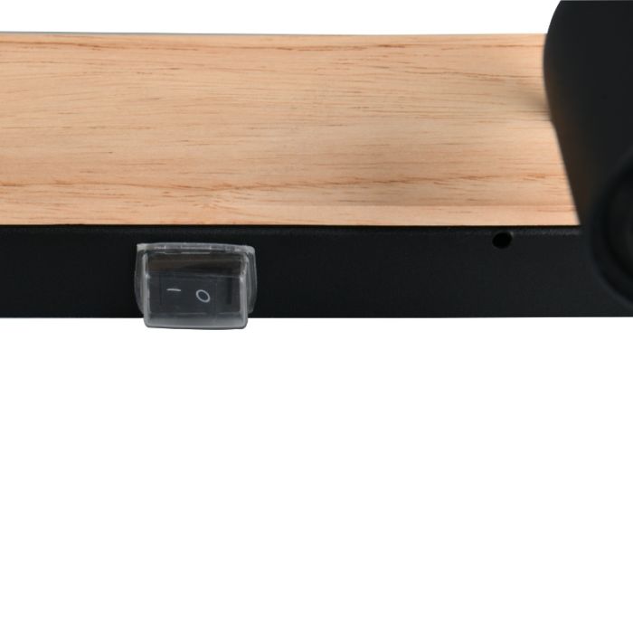 Zwarte badkamer wandlamp landelijk, Ahsen, IP44, met schakelaar