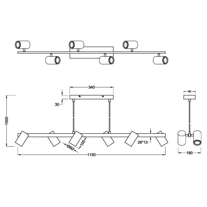 Zwarte hanglamp modern, Kaso