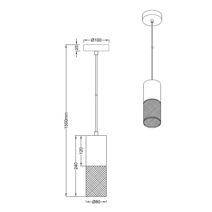 Vintage hanglamp Jessica, zwart