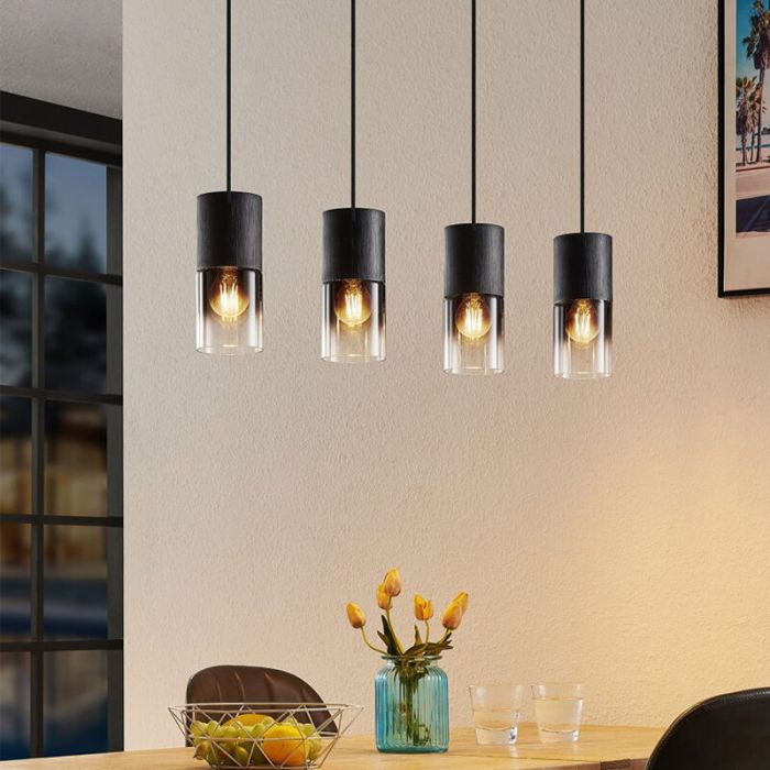 Zwarte hanglamp Amadi, metaal, modern