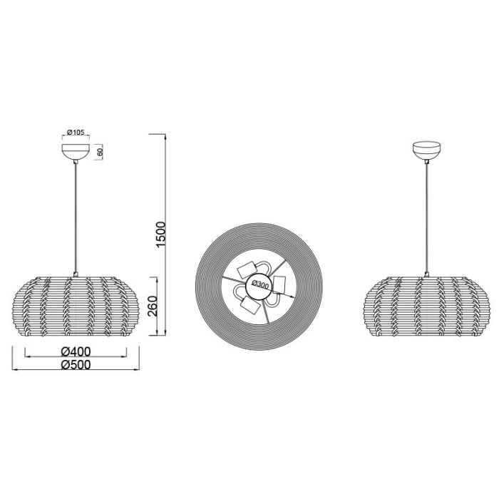 Rotan hanglamp bruin, Nesrine