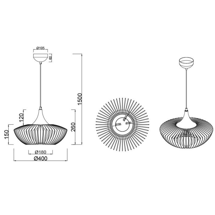 Houten hanglamp bruin, Mirjan