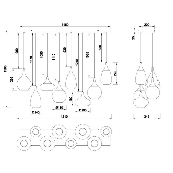 Zwarte hanglamp rookglas, Sybren